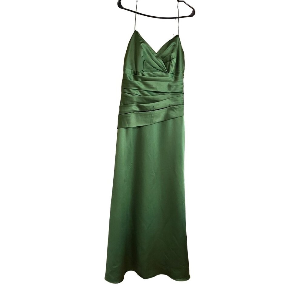 Alfred Angelo spaghetti strap forest green gown prom wedding maxi dress size 10